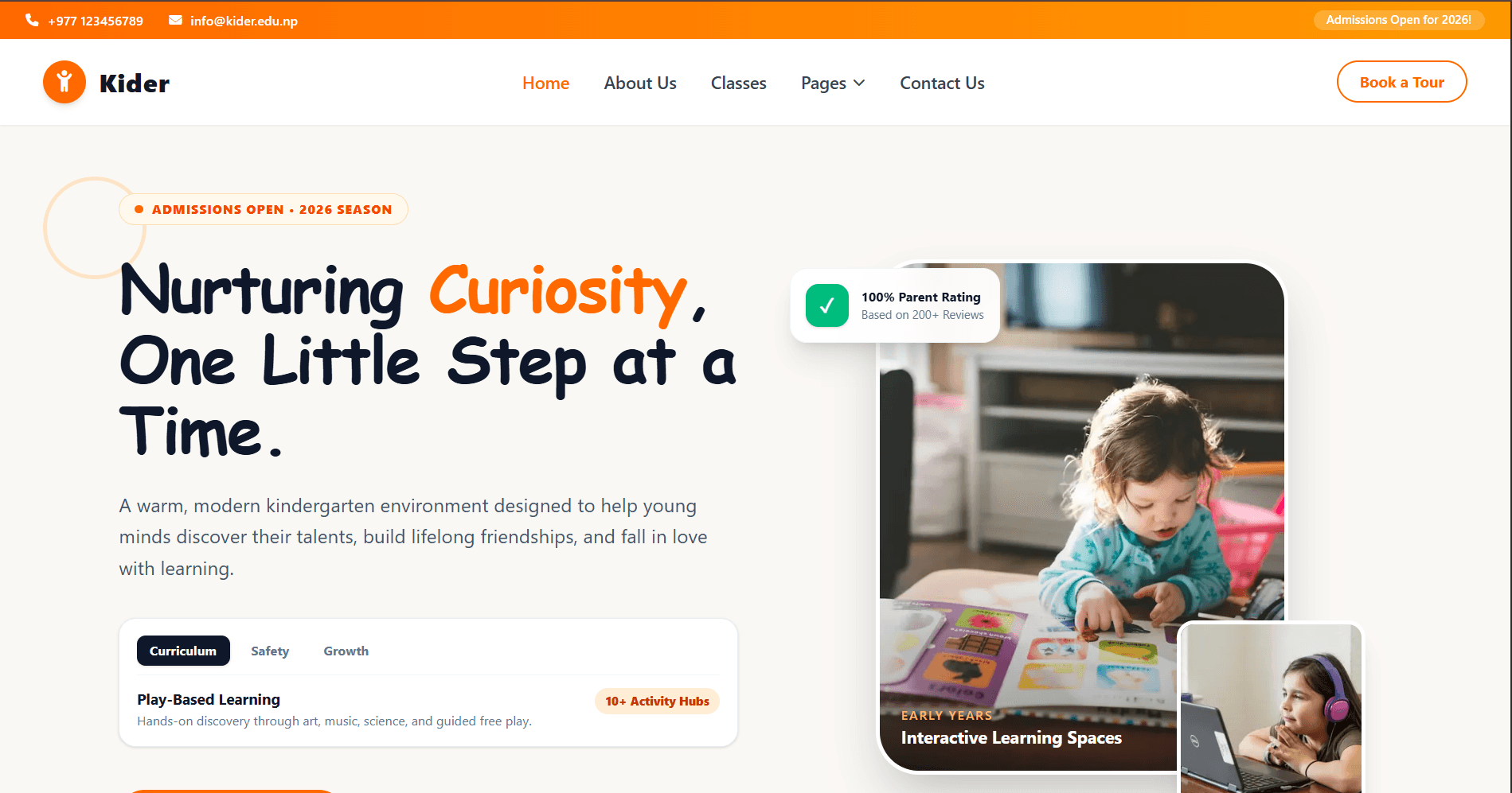 Kider - Modern Kindergarten Website Redesign & Optimization
